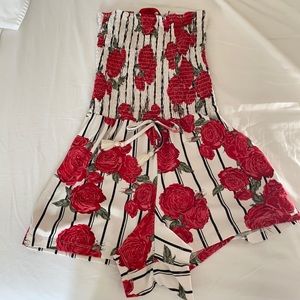 Romper Roses print strapless